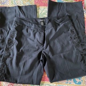 NY&CO Black Embroidered Dress Pants